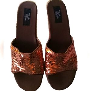 NEW Hot in Hollywood Sequined Espadrille Mob Wife Y2K Sandals Shoes 9
